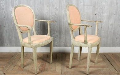 Pair Petite French Painted Armchairs