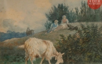 Rosa BONHEUR (1822 1899) Bergers et leurs chèvres …