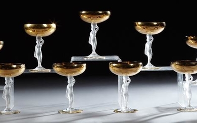 Set of Eleven French Crystal Champagne Stems, 20th c.