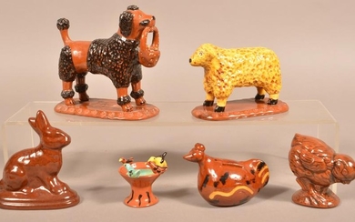 Six Various Breininger Redware Animal Figures.