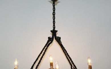 Wrought iron 4 light suspension chandelier