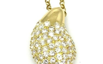 1.31 cts Diamond Pave Tear drop Pendant Necklace in 18k