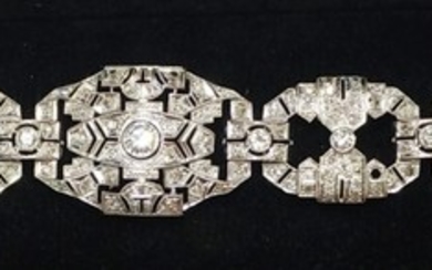 Platinum and 7.5 ct diamond Art Deco bracelet.