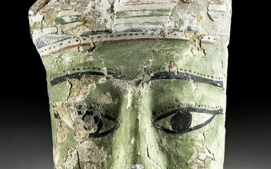 Rare Egyptian Cedar / Painted Gesso Sarcophagus Mask