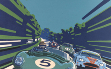 Tim Layzell (British 1981-), 'Aston Martins at Le Mans', an original front cover artwork for Vantage Magazine