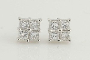 14 kt. White gold - Earrings Diamond