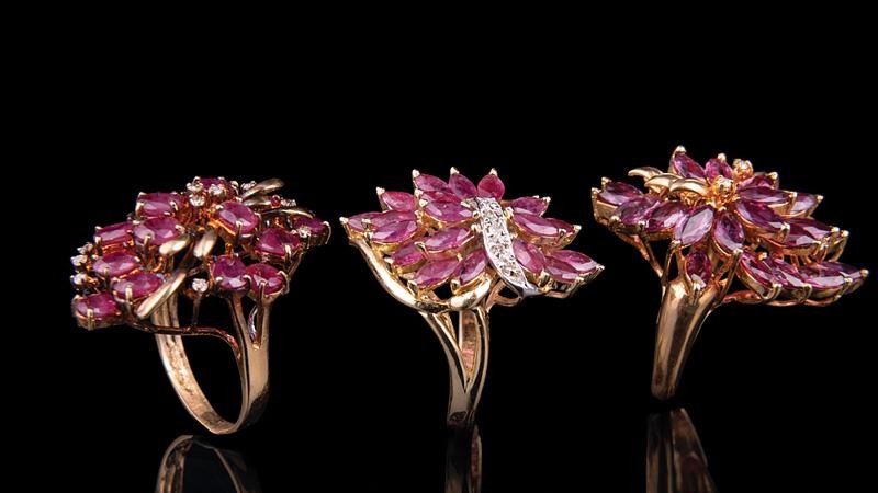 14 kt. Yellow Gold, Ruby and Diamond Rings