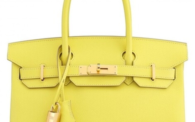Hermès 30cm Lime Epsom Leather Birkin Bag with