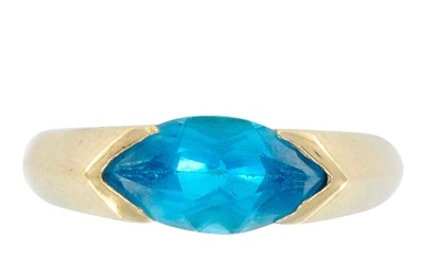 14K Yellow Gold and Blue Topaz Ring
