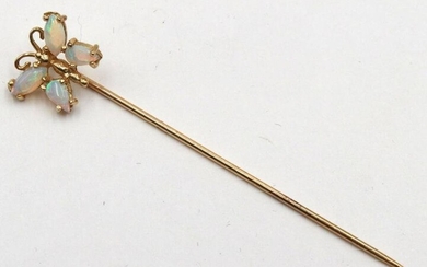 14Kt Yellow Gold Butterfly Opal Stick Pin