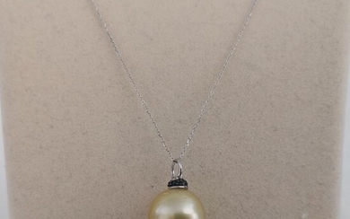 18 kt. Golden south sea pearl, 16 mm - Necklace - Sapphires