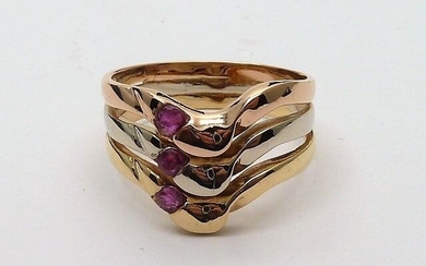18 kt. Pink gold, White gold, Yellow gold - Ring - Rubys