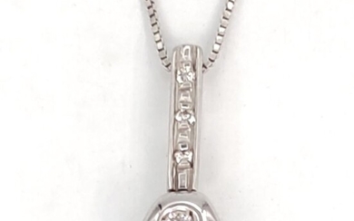 18 kt. White gold - Necklace with pendant - 0.06 ct Diamonds