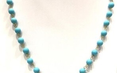 18 kt. Yellow gold - Necklace Turquoise