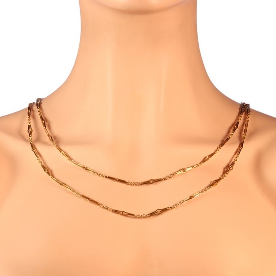 18 kt. Yellow gold - Necklace - long chain, Late-Victorian anno 1890