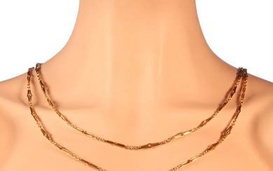 18 kt. Yellow gold - Necklace - long chain, Late-Victorian anno 1890