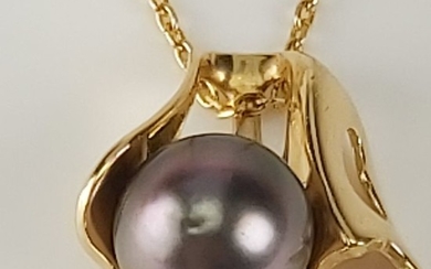 18 kt. Yellow gold - Necklace with pendant Pearl