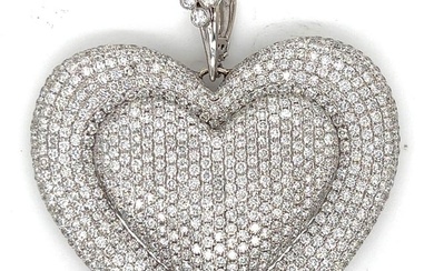 18K White Gold 19.50 Ct. Diamond Heart Pendant