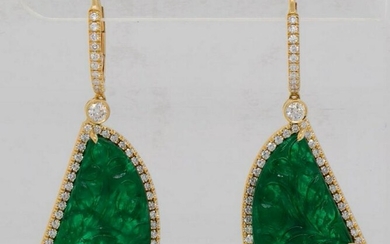 18ctw Emerald, 1.50ctw Diamond & 18K Earrings