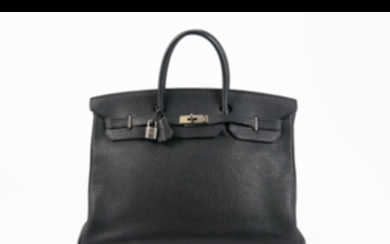 HERMES, PARIS Black Togo leather Birkin bag with palladium...