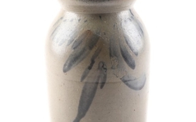 Solomon Bell Salt Glazed Stoneware Storage Jar with Cobalt, Mid 19th Century