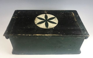 19th C. Wooden Document Box with Decoration