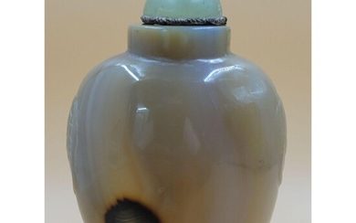 19th Century Carved Agate Chinese Snuff Bottle