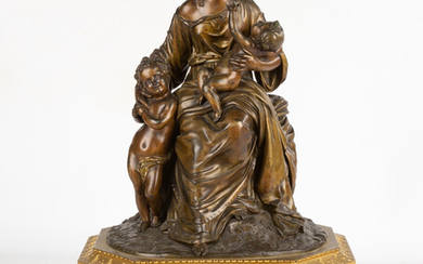 19th Century French Bronze Figural Group of Mother and Child