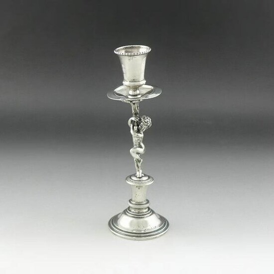 19th century Italian sterling silver candlestick