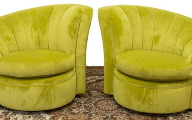 (2) ART DECO STYLE SHELL-BACK SWIVEL CHAIRS