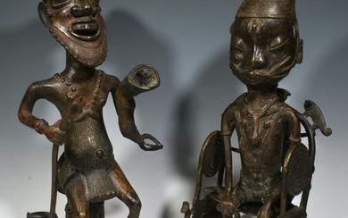 (2) African Benin Style Bronze Figures