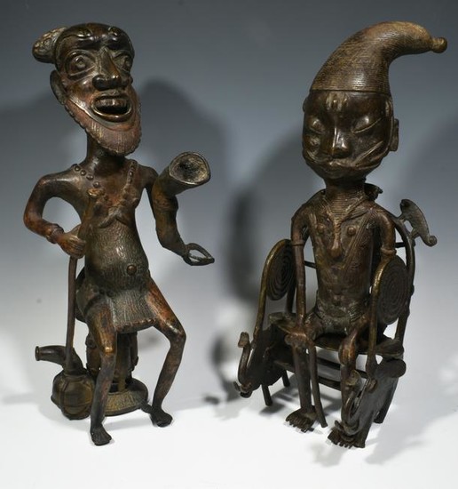 (2) African Benin Style Bronze Figures