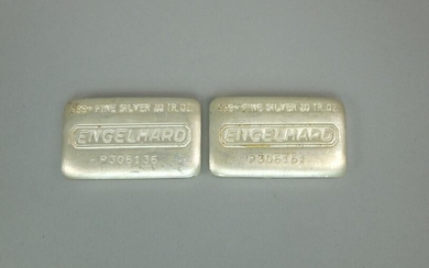 (2) Engelhard 10 Troy Ounce Silver Bars.