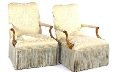 2 walnut armchairs