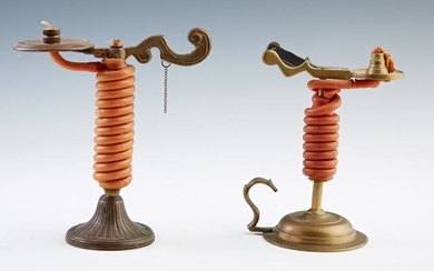 Two Metal Candle Jacks, 19th c., one of copper, the