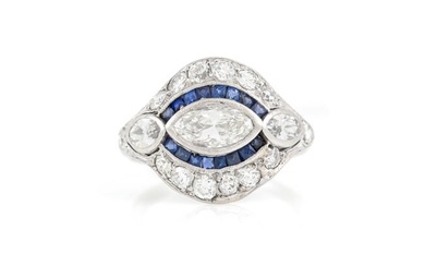 2.10 Carat Diamond and Sapphire Ring