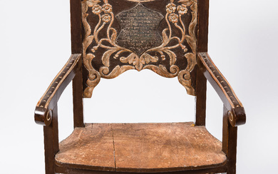 A RARE AND IMPORTANT SILVER AND WOOD BRIT MILAH CHAIR....