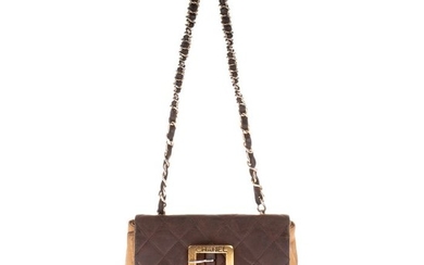 Chanel - Mini sac vintage en cuir matelassé marron et beige Mini shoulder bag