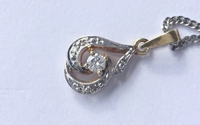 14 kt. Bicolour - Necklace with pendant - 0.10 ct Diamond - Diamonds