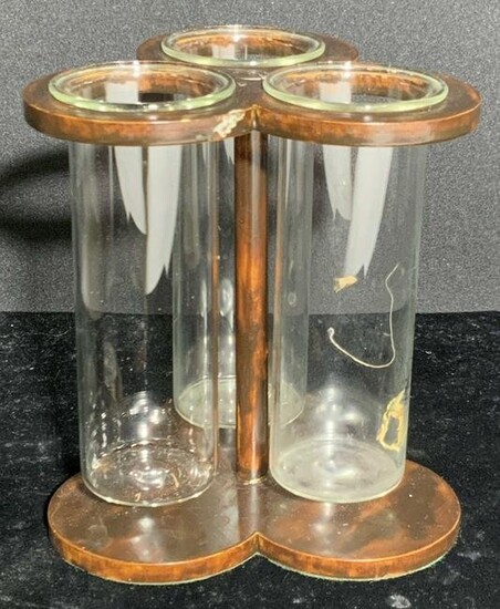 3 Glass Vials W Wooden Stand