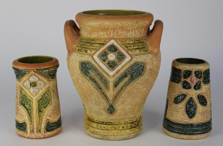 3 Roseville Pottery Mostique Vases