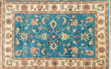 3’10” X 6’ New Blue Handwoven Carpet