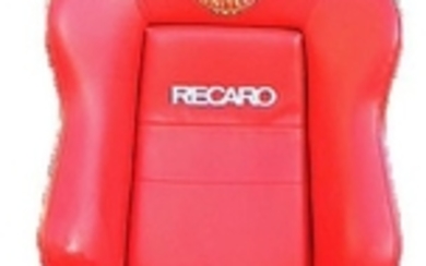 2006 07 MANCHESTER UNITED RECARO DUG OUT SEATS REMOVED FROM OLD TRAFFORD IN RED VINYL INCORPORATES THE MANCHESTER UNITED EMBLEM AUDI AND RECARO LOGOS
