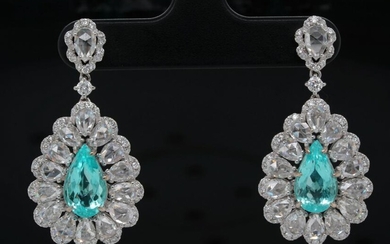 3.20ctw Tourmaline, 4.75ctw Diamond 18K Earrings