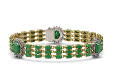 32.98 ctw Emerald & Diamond Bracelet 14K Yellow Gold