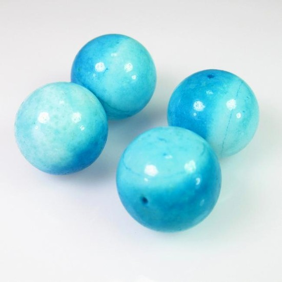 35.23 Ct Genuine 4 Drilled Blue Opal Round Ball Beads