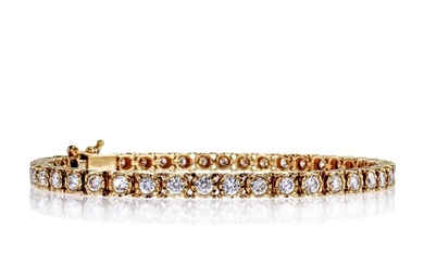 3.60 Tcw Round Diamond Tennis Bracelet - 14 kt. White gold - Bracelet - Clarity enhanced Diamond