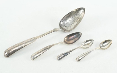 4 Continental silver serving items, four spoons