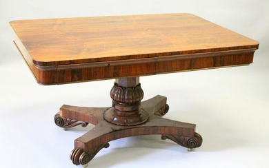 A REGENCY ROSEWOOD LIBRARY TABLE, with rounded