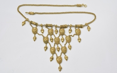 An Italian 18/21k gold Etruscan style collier